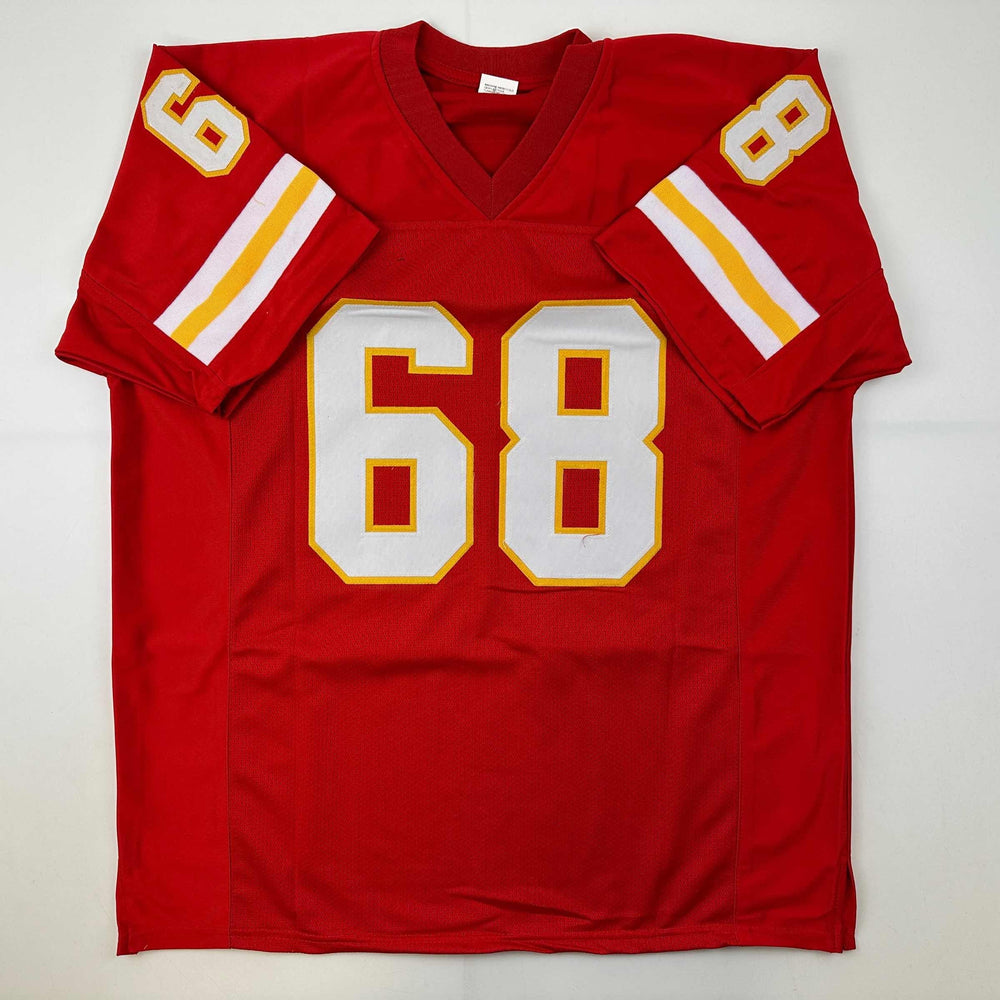 Facsimile Autographed Will Shields Kansas City Red Reprint Laser Auto Football Jersey Size Men's XL (ONLINE ORDER ONLY)