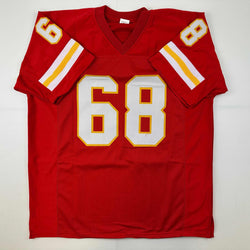 Facsimile Autographed Will Shields Kansas City Red Reprint Laser Auto Football Jersey Size Men's XL (ONLINE ORDER ONLY)