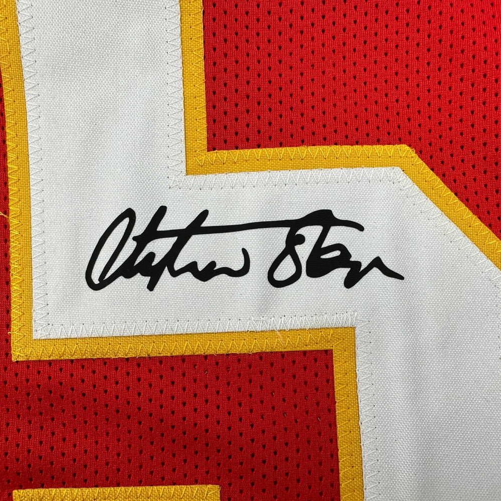 Facsimile Autographed Christian Okoye Kansas City Red Reprint Laser Auto Football Jersey Size Men's XL (ONLINE ORDER ONLY)