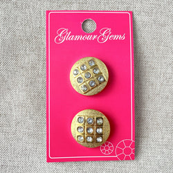 5226 Gold Gem Square - Glamour Gems - Shank Button - 22mm - Gold Clear (ONLINE ORDER ONLY)