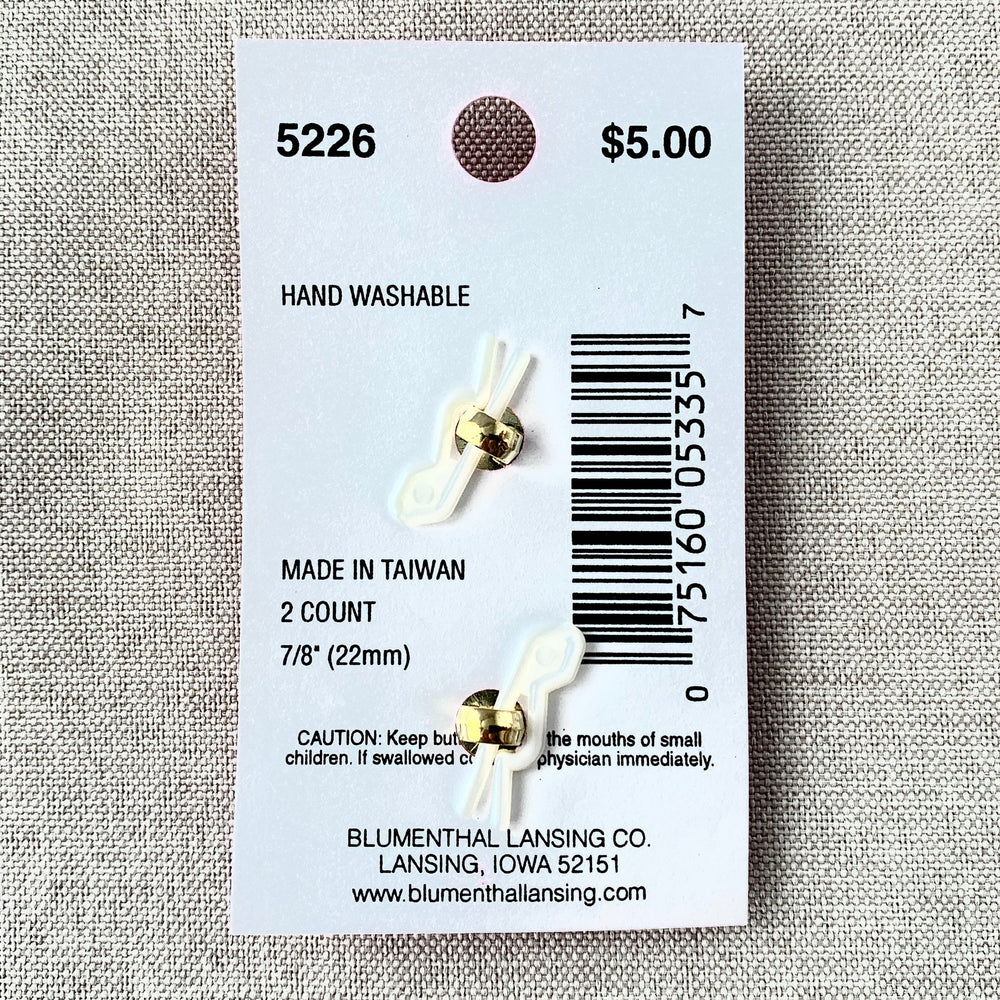5226 Gold Gem Square - Glamour Gems - Shank Button - 22mm - Gold Clear (ONLINE ORDER ONLY)