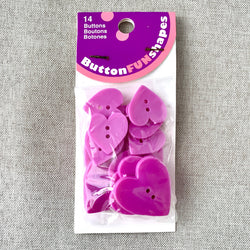 Purple Hearts - Fun Shapes - 2 Holes - Assorted Sizes - Purple Pink (ONLINE ORDER ONLY)