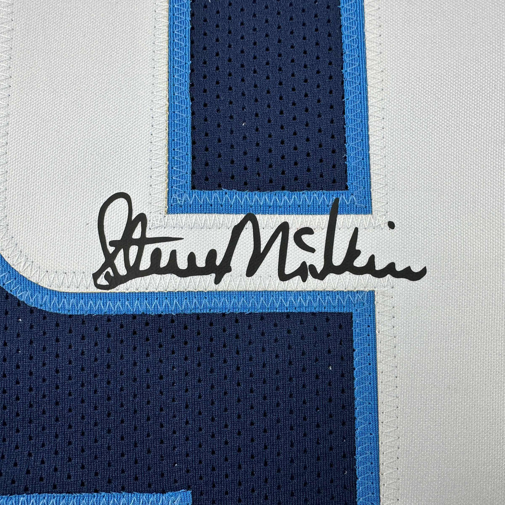 Facsimile Autographed Steve McNair Tennessee Navy Blue Reprint Laser Auto Football Jersey Size Men's XL (ONLINE ORDER ONLY)