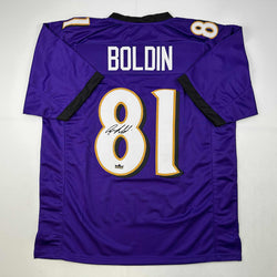 Facsimile Autographed Anquan Boldin Baltimore Purple Reprint Laser Auto Football Jersey Size Men's XL (ONLINE ORDER ONLY)