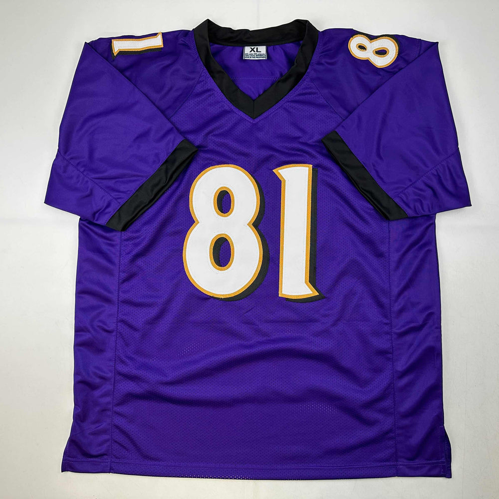 Facsimile Autographed Anquan Boldin Baltimore Purple Reprint Laser Auto Football Jersey Size Men's XL (ONLINE ORDER ONLY)