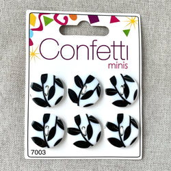 Black White Leaves - Confetti Minis Buttons - 2 Hole (ONLINE ORDER ONLY)