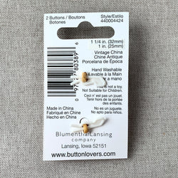 4424 Vintage China - Collectors Buttons - 1 Hole Shank Buttons - 32mm 25mm - Pink Gold Green (ONLINE ORDER ONLY)