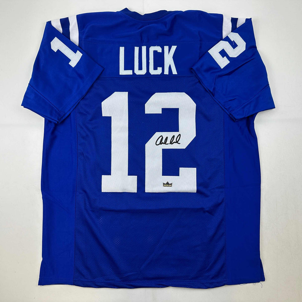 Facsimile Autographed Andrew Luck Indianapolis Blue Reprint Laser Auto Football Jersey Size Men's XL (ONLINE ORDER ONLY)