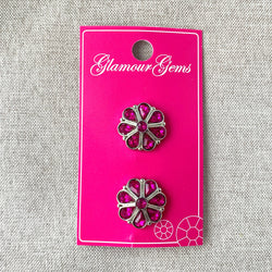 5215 Magenta Flower - Glamour Gems - Shank Buttons - 19mm - Pink (ONLINE ORDER ONLY)