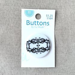1164 Damask - La Mode - 2 Holes - 34mm - Black and White (ONLINE ORDER ONLY)