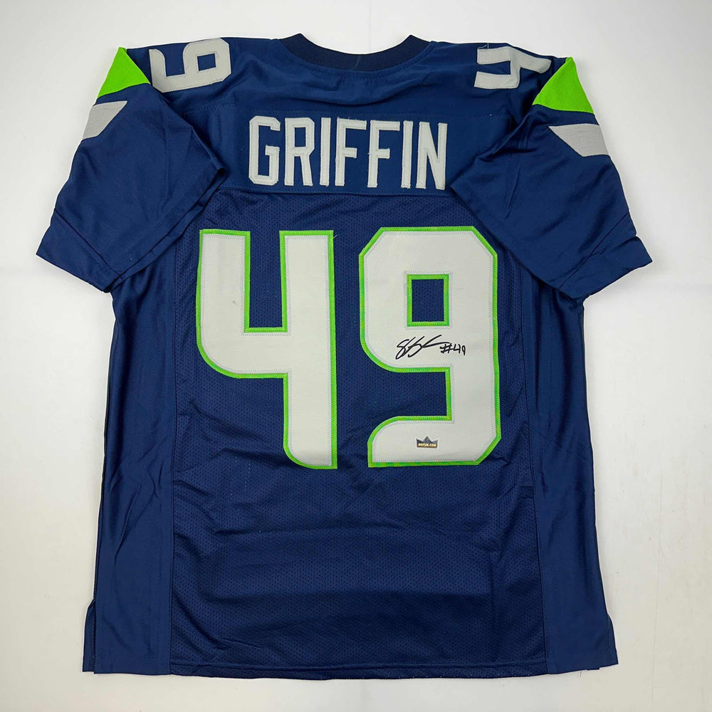 Facsimile Autographed Shaquem Griffin Seattle Blue Reprint Laser Auto Football Jersey Size Men's XL (ONLINE ORDER ONLY)