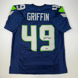 Facsimile Autographed Shaquem Griffin Seattle Blue Reprint Laser Auto Football Jersey Size Men's XL (ONLINE ORDER ONLY)