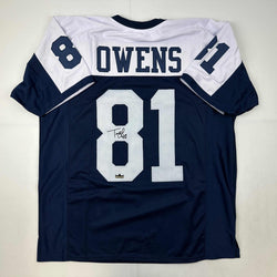 Facsimile Autographed Terrell Owens Dallas Thanksgiving Day Reprint Laser Auto Football Jersey Size Men's XL (ONLINE ORDER ONLY)