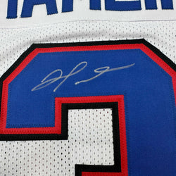 Autographed/Signed Damar Hamlin Buffalo White Football Jersey Beckett BAS COA (ONLINE ORDER ONLY)