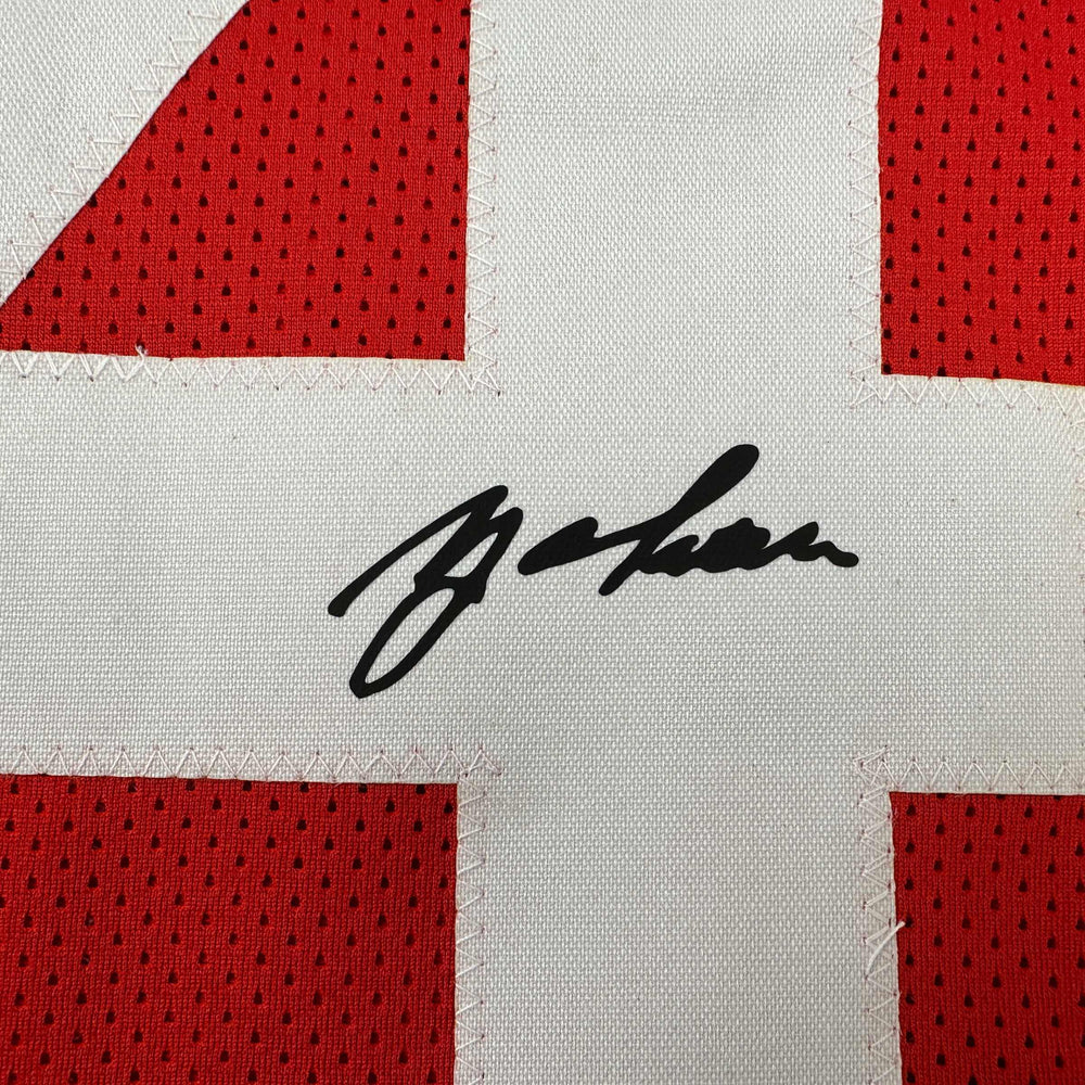 Framed Facsimile Autographed Y.A. YA Tittle 35x39 San Francisco Red Reprint Laser Auto Football Jersey (ONLINE ORDER ONLY)