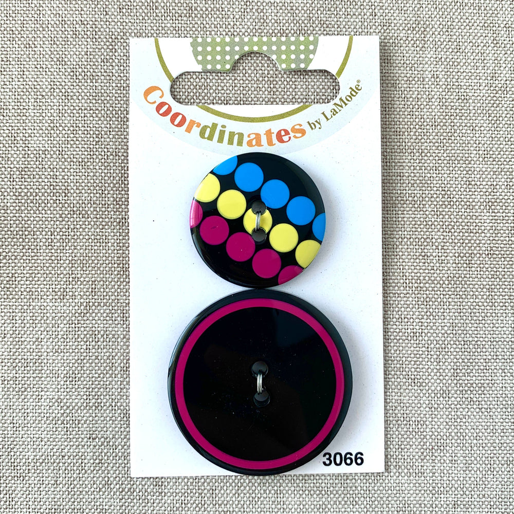3066 - Coordinates - 2 Hole - Assorted Sizes - Black Pink Blue Yellow (ONLINE ORDER ONLY)
