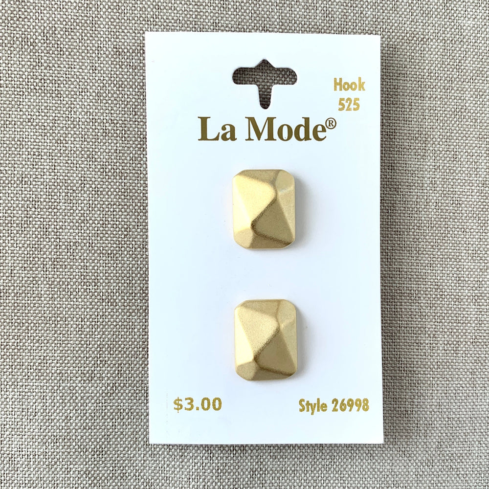 26998 Geometric Gold Rectangle - La Mode - 1 Hole - 19mm - Gold (ONLINE ORDER ONLY)