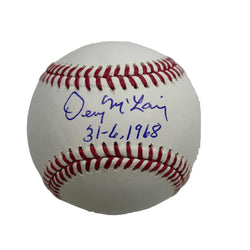 Autographed/Signed Denny McLain 31-6, 1968 Rawlings Official Major League Baseball ROML JSA COA (ONLINE ORDER ONLY)
