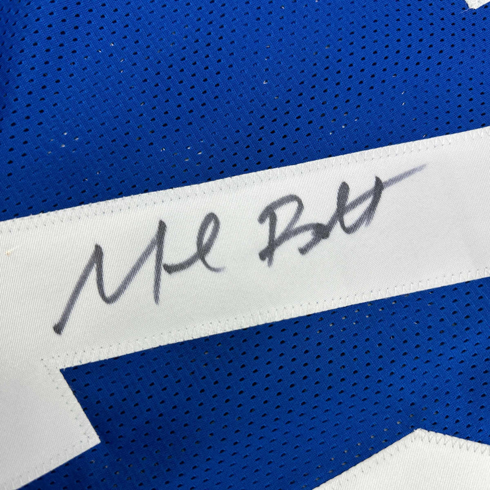 Autographed/Signed Michael Bennett Seattle Blue Retro Football Jersey JSA COA (ONLINE ORDER ONLY)