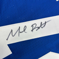 Autographed/Signed Michael Bennett Seattle Blue Retro Football Jersey JSA COA (ONLINE ORDER ONLY)