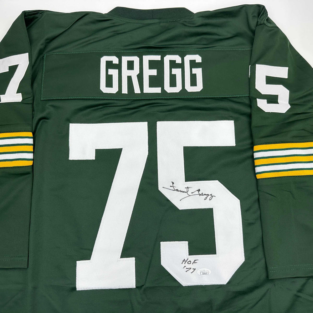 Autographed/Signed Forrest Gregg HOF 77 Green Bay Green Football Jersey JSA COA (ONLINE ORDER ONLY)