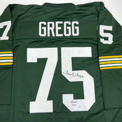 Autographed/Signed Forrest Gregg HOF 77 Green Bay Green Football Jersey JSA COA (ONLINE ORDER ONLY)