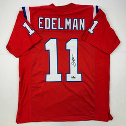 Facsimile Autographed Julian Edelman New England Red Reprint Laser Auto Football Jersey Size Men's XL (ONLINE ORDER ONLY)