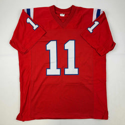 Facsimile Autographed Julian Edelman New England Red Reprint Laser Auto Football Jersey Size Men's XL (ONLINE ORDER ONLY)