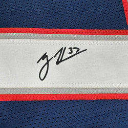 Framed Facsimile Autographed Rodney Harrison 35x39 New England Blue Reprint Laser Auto Football Jersey (ONLINE ORDER ONLY)