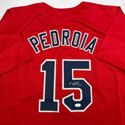 Autographed/Signed Dustin Pedroia Boston Red Baseball Jersey JSA COA (ONLINE ORDER ONLY)