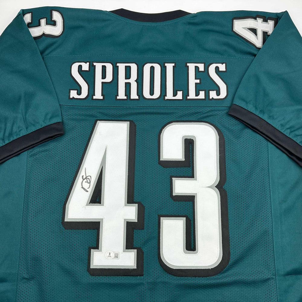 Autographed/Signed Darren Sproles Philadelphia Green Football Jersey Beckett BAS COA