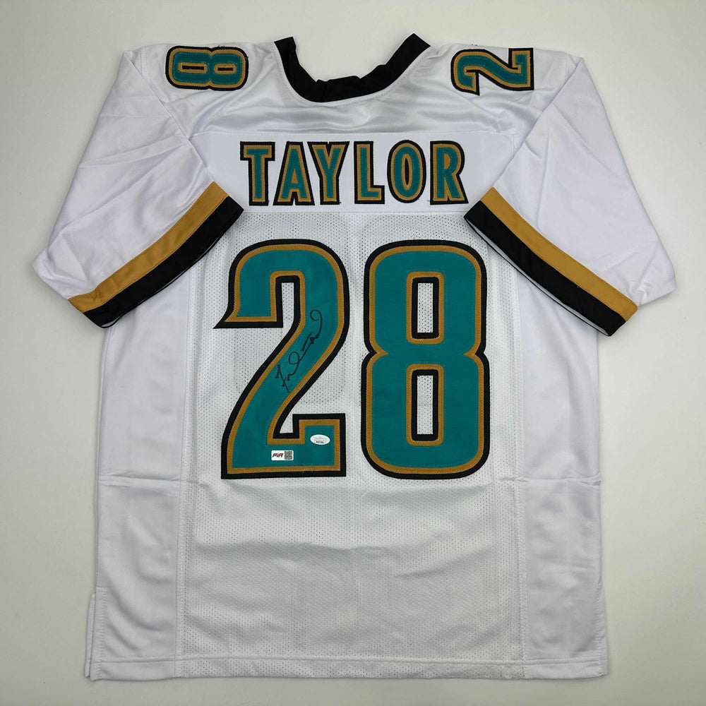 Autographed/Signed Fred Taylor Jacksonville White Football Jersey JSA COA