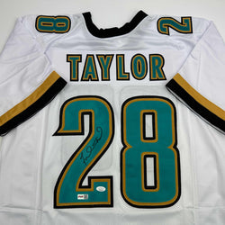 Autographed/Signed Fred Taylor Jacksonville White Football Jersey JSA COA