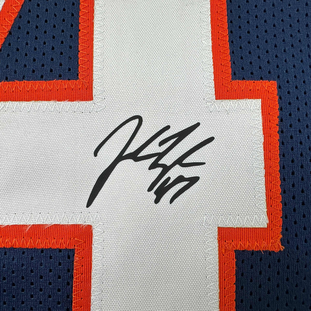 Framed Facsimile Autographed John Lynch 35x39 Denver Blue Reprint Laser Auto Football Jersey (ONLINE ORDER ONLY)