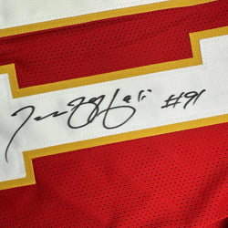 Autographed/Signed Tamba Hali Kansas City Red Football Jersey Beckett BAS COA (ONLINE ORDER ONLY)