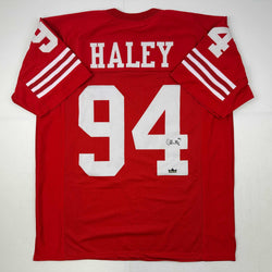 Facsimile Autographed Charles Haley San Francisco Red Reprint Laser Auto Football Jersey Size Men's XL (ONLINE ORDER ONLY)