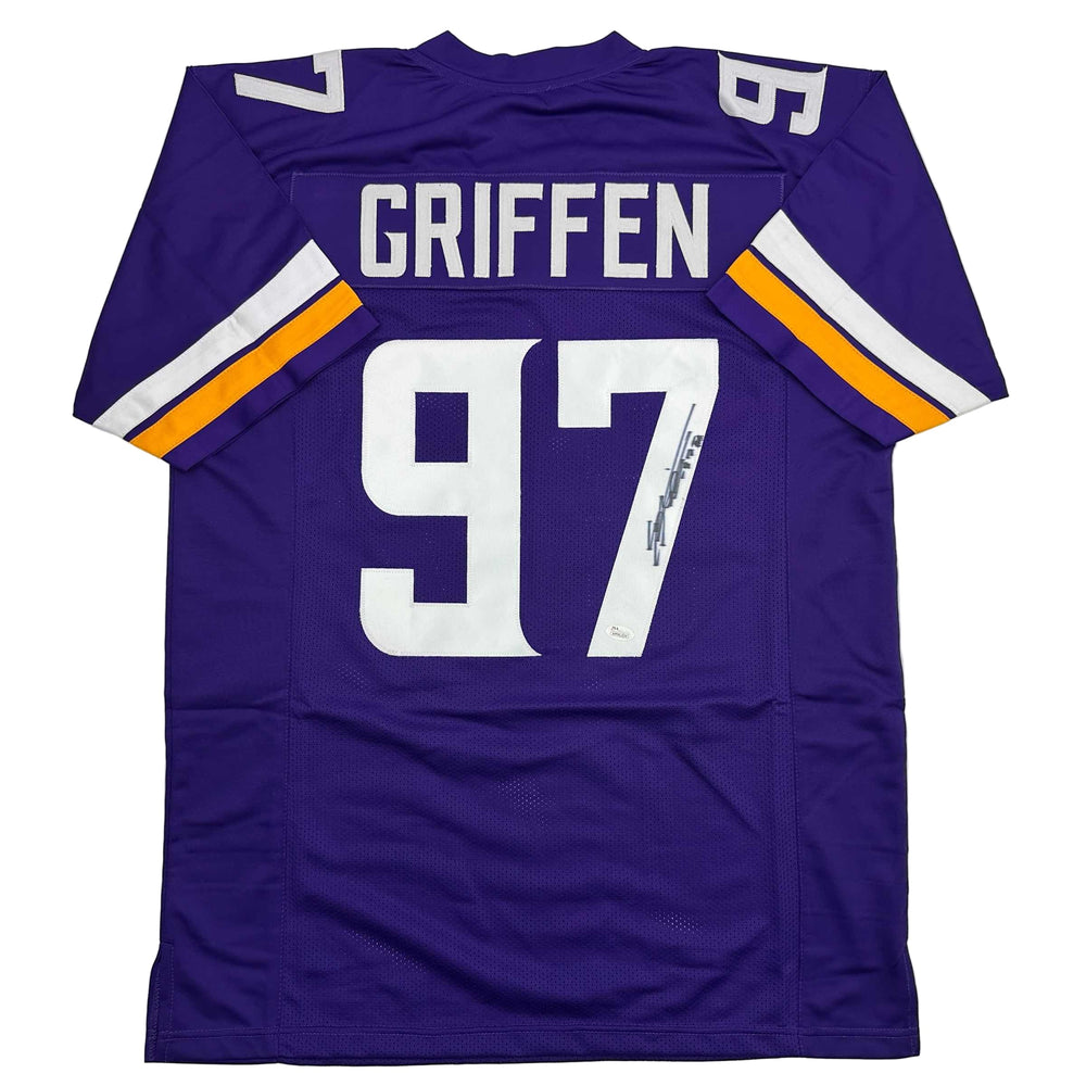 Autographed/Signed Everson Griffen Minnesota Purple Football Jersey JSA COA