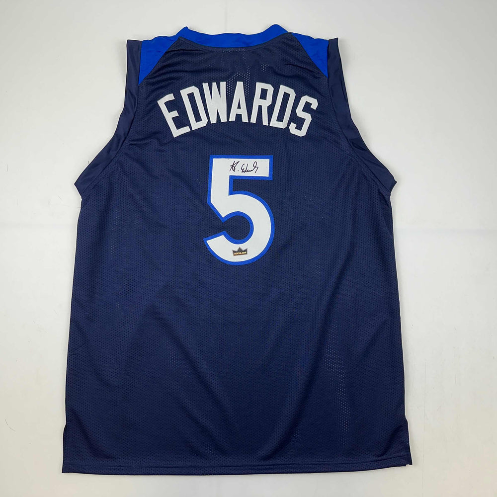 Facsimile Autographed Anthony Edwards Minnesota Blue Reprint Laser Auto Basketball Jersey Size Men's XL (ONLINE ORDER ONLY)