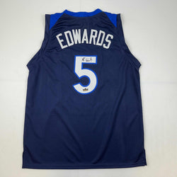 Facsimile Autographed Anthony Edwards Minnesota Blue Reprint Laser Auto Basketball Jersey Size Men's XL (ONLINE ORDER ONLY)