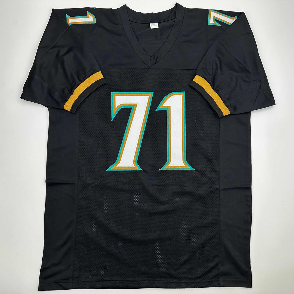 Autographed/Signed Tony Boselli HOF 22 Jacksonville Black Football Jersey Beckett BAS COA (ONLINE ORDER ONLY)