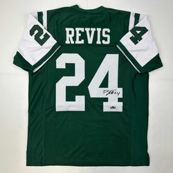 Facsimile Autographed Darrelle Revis New York Green Reprint Laser Auto Football Jersey Size Men's XL (ONLINE ORDER ONLY)