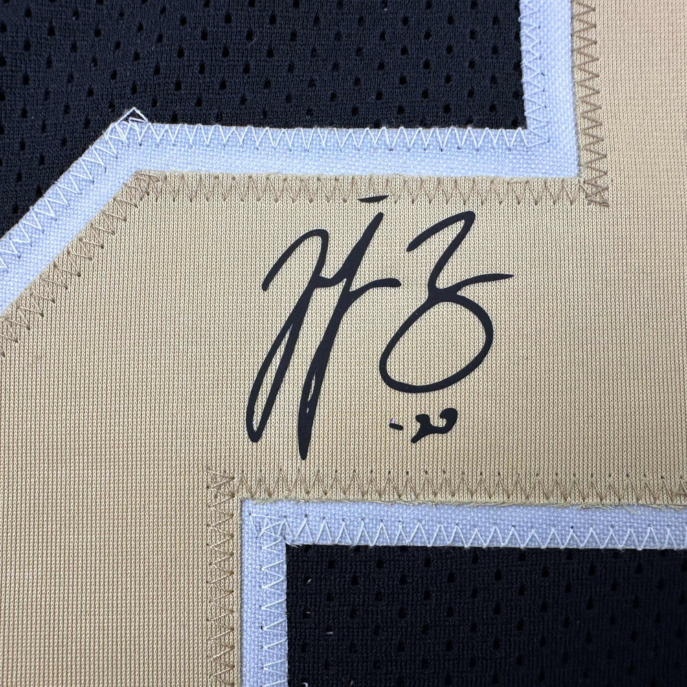 Framed Facsimile Autographed Malcolm Jenkins 35x39 New Orleans Black Reprint Laser Auto Football Jersey (ONLINE ORDER ONLY)