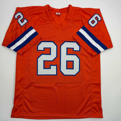 Autographed/Signed Clinton Portis Denver Retro Orange Football Jersey Beckett BAS COA
