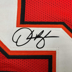 Framed Facsimile Autographed Derrick Brooks 35x39 Tampa Bay Red Reprint Laser Auto Football Jersey (ONLINE ORDER ONLY)