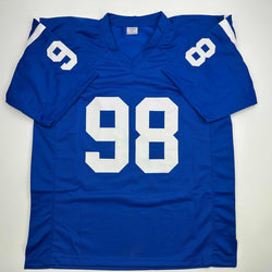 Autographed/Signed Robert Mathis Indianapolis Blue Football Jersey JSA COA