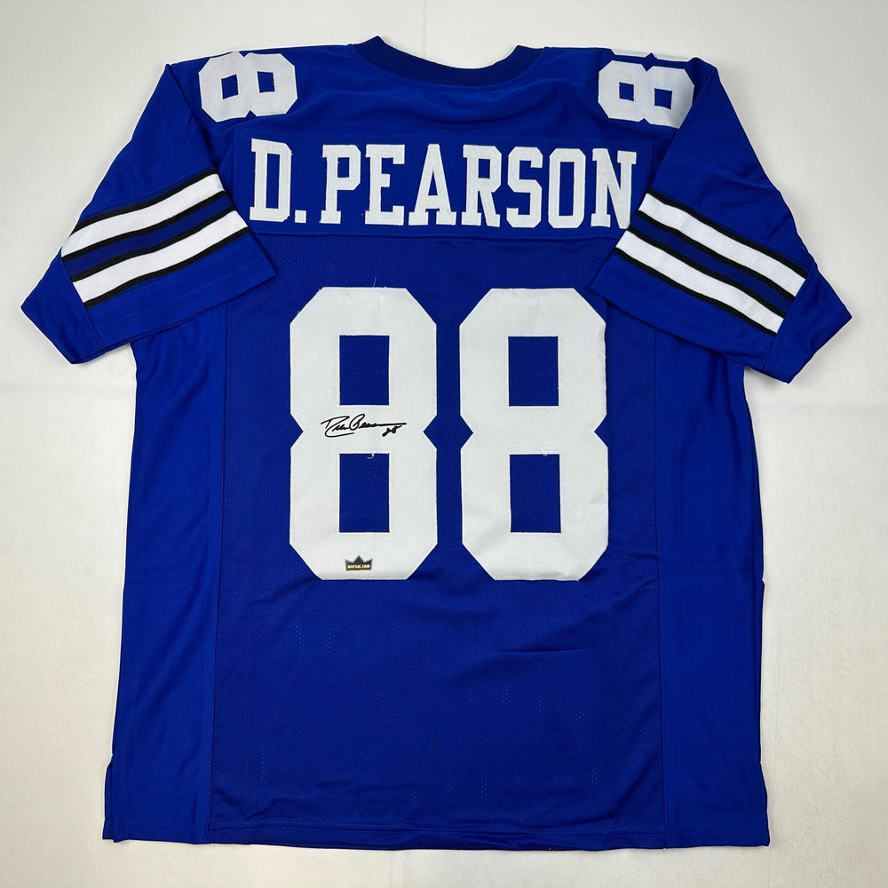 Facsimile Autographed Drew Pearson Dallas Blue Reprint Laser Auto Football Jersey Size Men's XL (ONLINE ORDER ONLY)