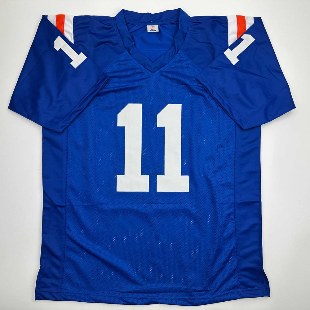 Autographed/Signed Steve Spurrier Florida Blue College Football Jersey JSA COA