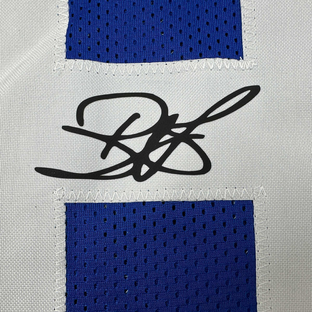 Framed Facsimile Autographed Reggie Wayne 35x39 Indianapolis Blue Reprint Laser Auto Football Jersey (ONLINE ORDER ONLY)