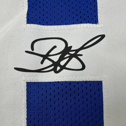 Framed Facsimile Autographed Reggie Wayne 35x39 Indianapolis Blue Reprint Laser Auto Football Jersey (ONLINE ORDER ONLY)
