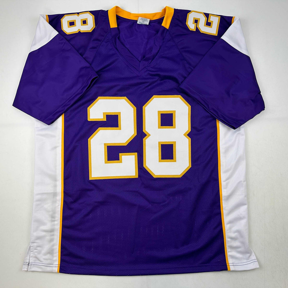 Facsimile Autographed Adrian Peterson Minnesota Purple Reprint Laser Auto Football Jersey Size Men's XL (ONLINE ORDER ONLY)